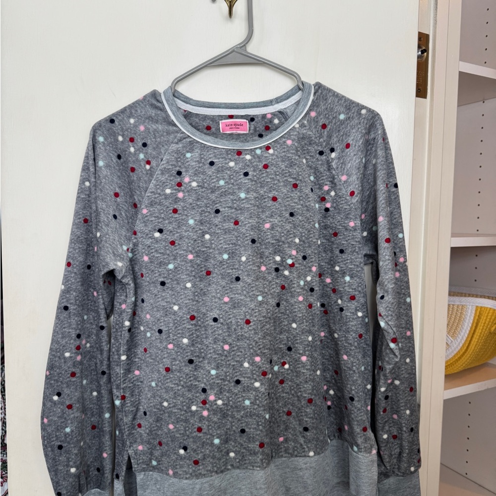 Kate Spade Velour Gray Polka Dot Pajamas